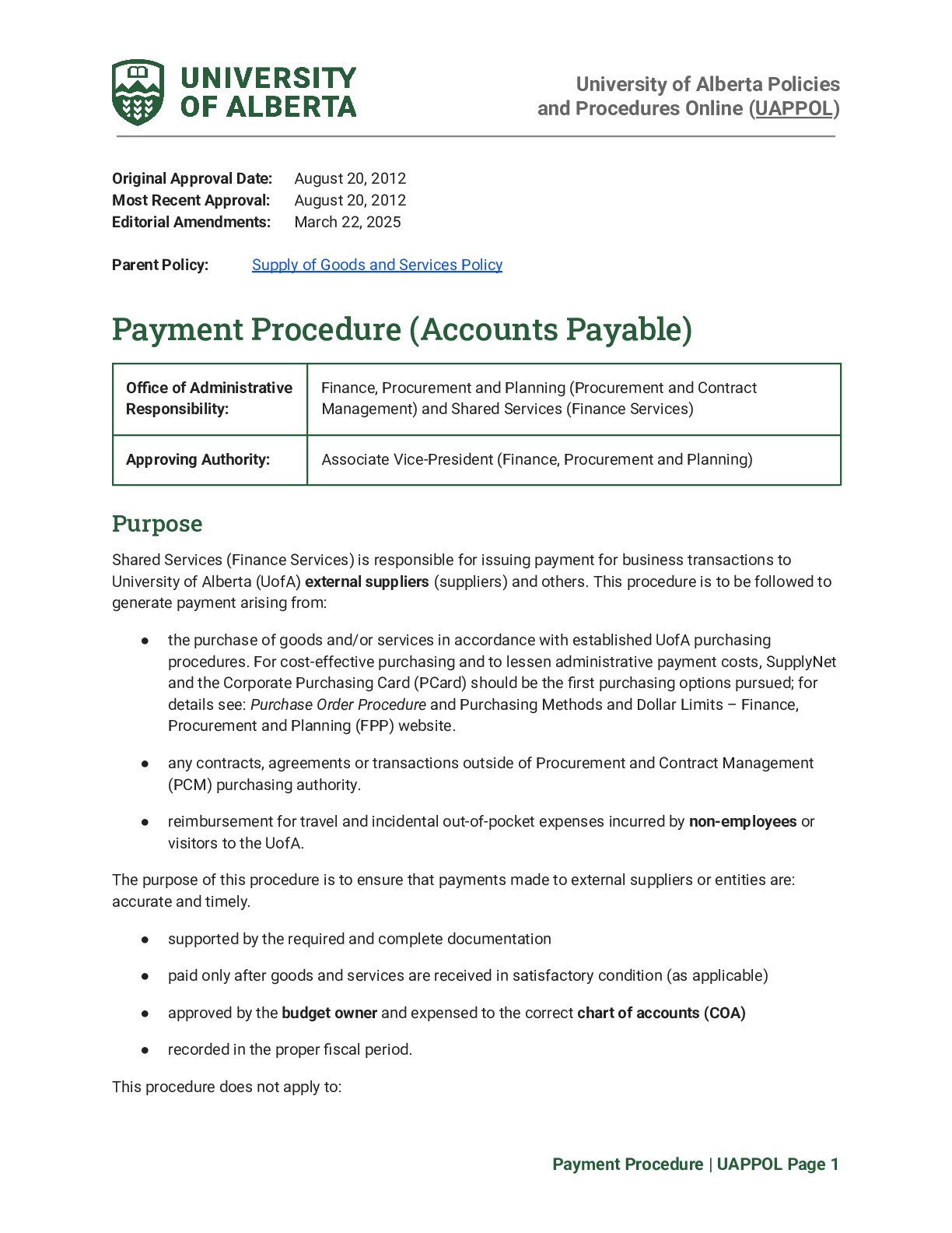 Vendor Payment Procedure